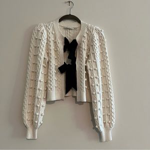 Alice+Olivia Kitty Puff Sleeve Cardigan